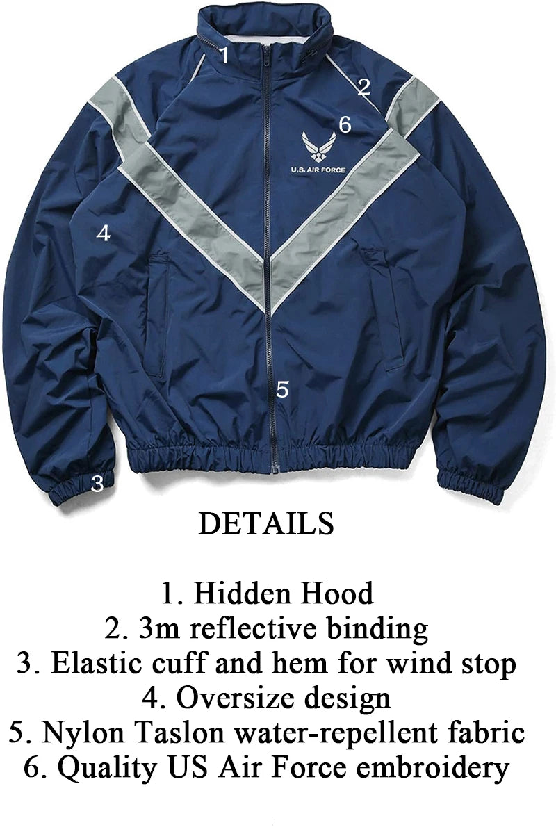 US Air Force PT Running Jacket – Waterproof Windbreaker Training Uniform
