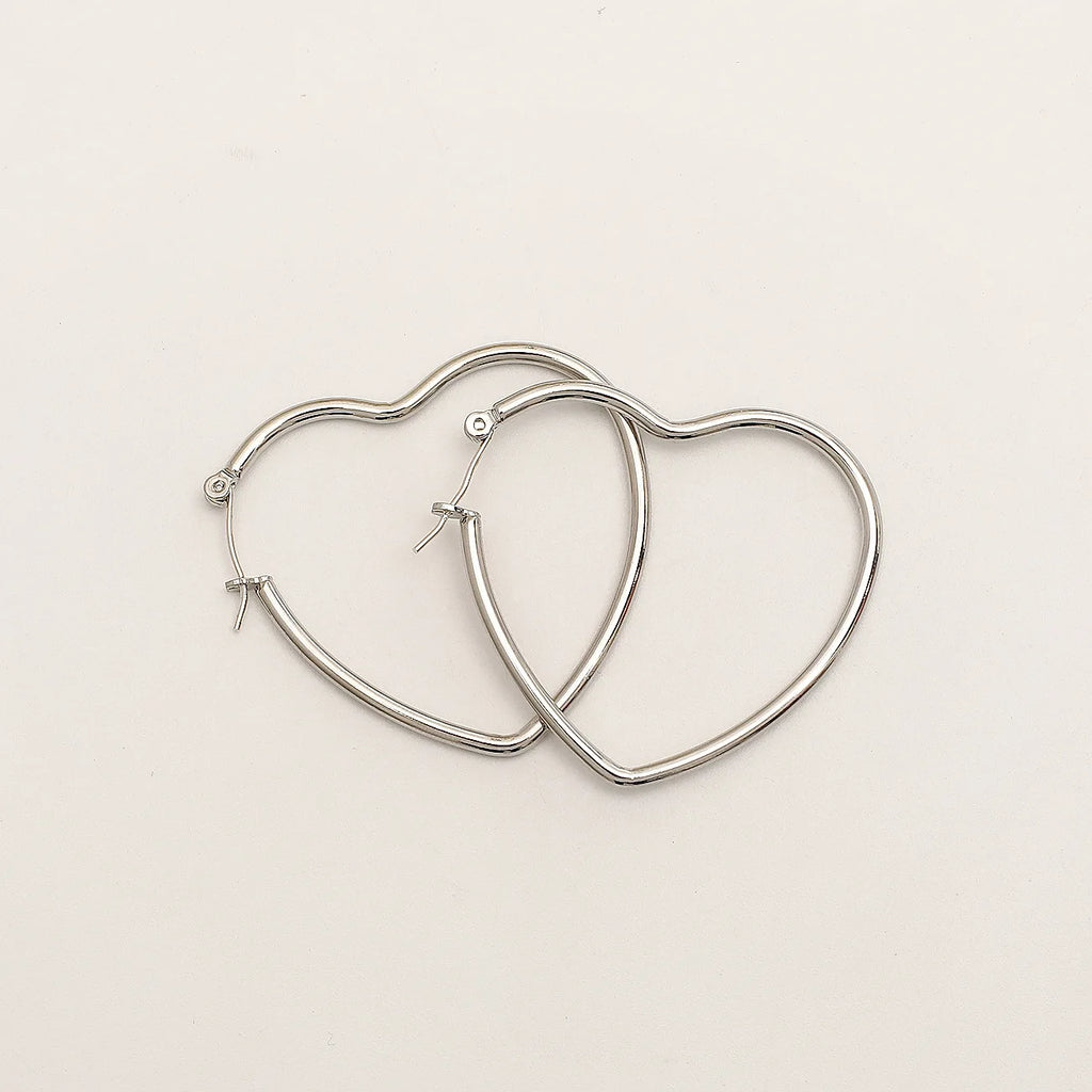 Minimalism Metal Heart Hoop Earrings for Women Golden Silver Color Fashion Love Dangle Earrings Party Romantic Statement Jewelry