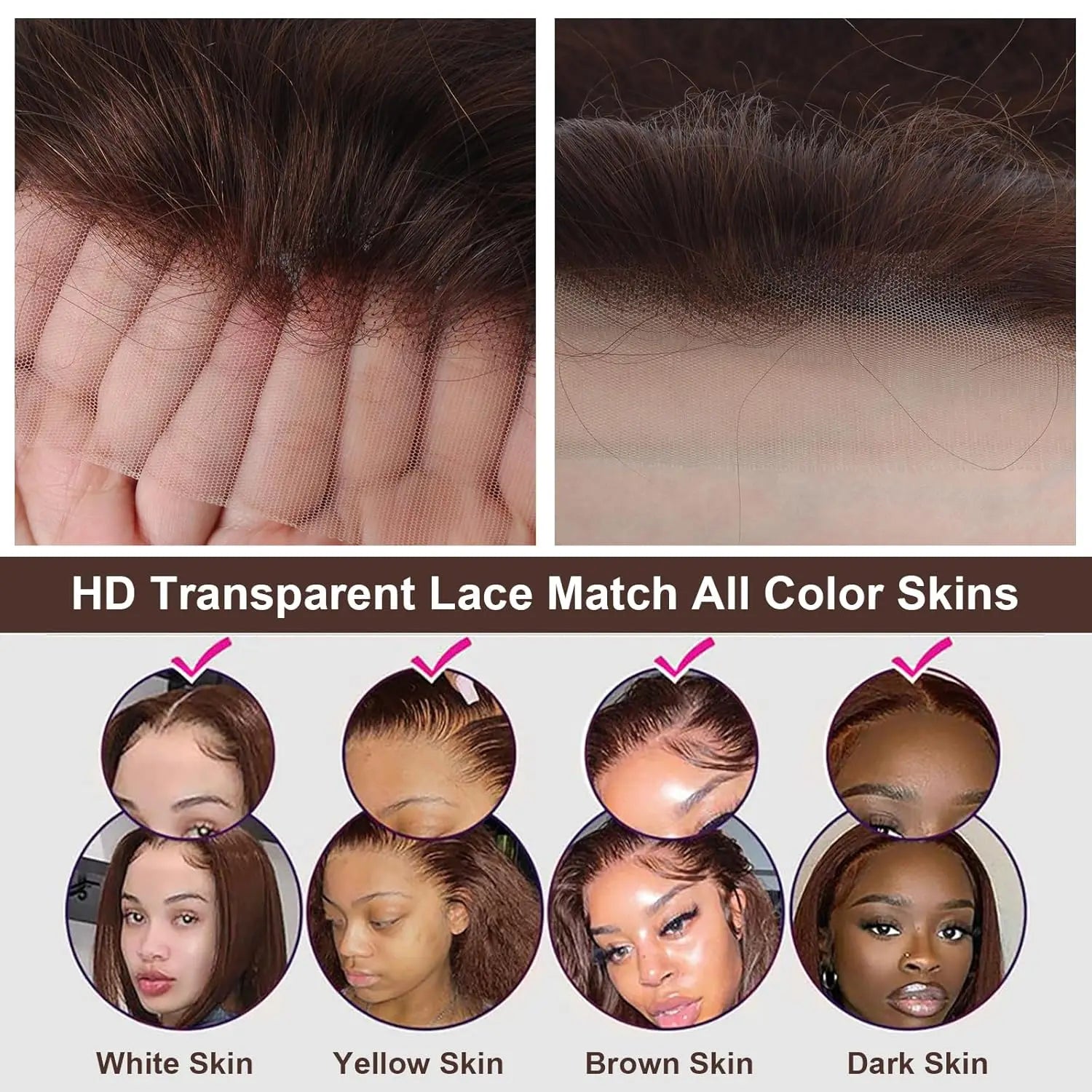 30 Inch Chocolate Brown Lace Front Wig 200% Density Straight HD transparent Lace Frontal Wigs Human Hair Pre Plucked For Women