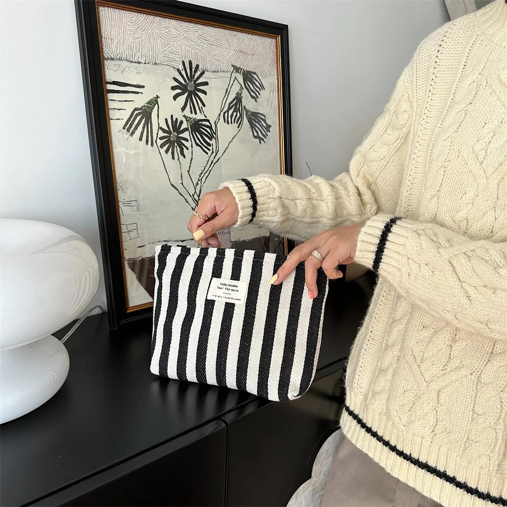Stripe Cosmetic Bag Waterproof Women Cosmetic Bag Small Bag Storage Makeup Case,Travelling Pouch Organizer for Lady
