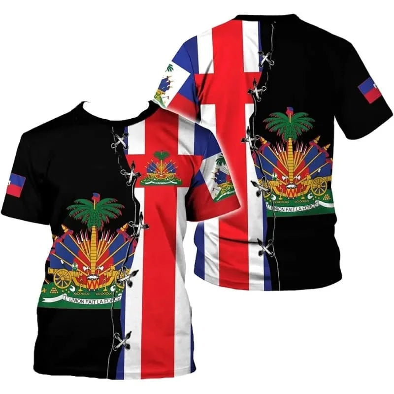 Haiti Flag 3D Print T-Shirt – Men's Casual Short Sleeve Streetwear Tee
