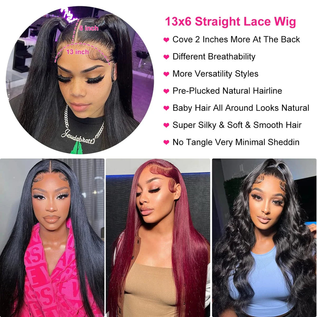 13x4 Bone Straight Lace Front Wig 13x6 Transparent Lace Closure Wig 38 40 Inch Human Hair Wigs For Women 360 Full Lace Front Wig