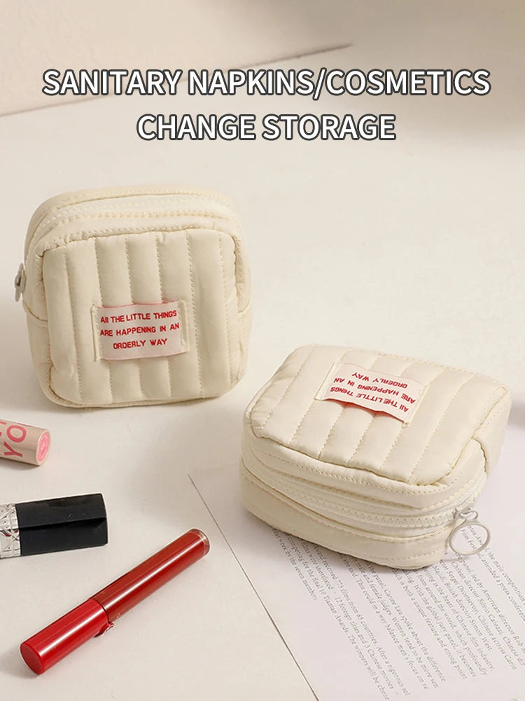 Square Small Makeup Bag Student Small Earphones Zero Wallet Girl Portable Lipstick Storage Bags Korean