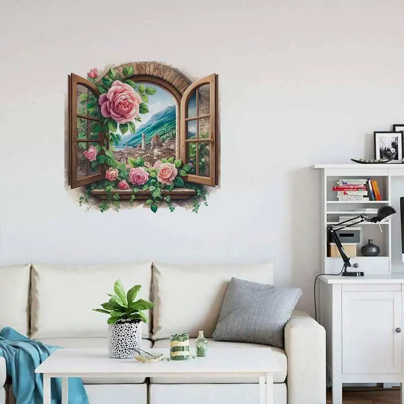 Watercolor Flower Wall Stickers | Removable PVC Window & Sofa Decals | Pastoral Floral Home Decor