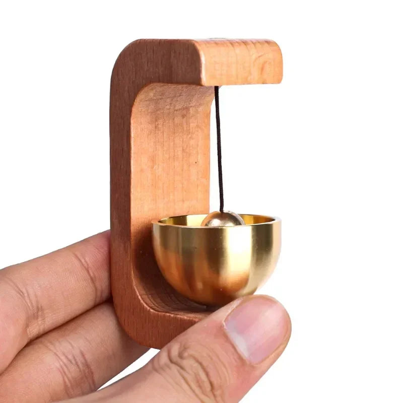 Wooden Magnetic Wind Chime Doorbell | Brass Jingle Bell Entry Reminder | Nordic Minimalist Home Decor Door Pendant