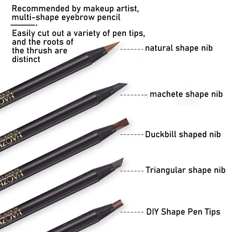 Waterproof Eyebrow Pencil with Soft Brush – Long-Lasting Permanent Makeup Tattoo Tool