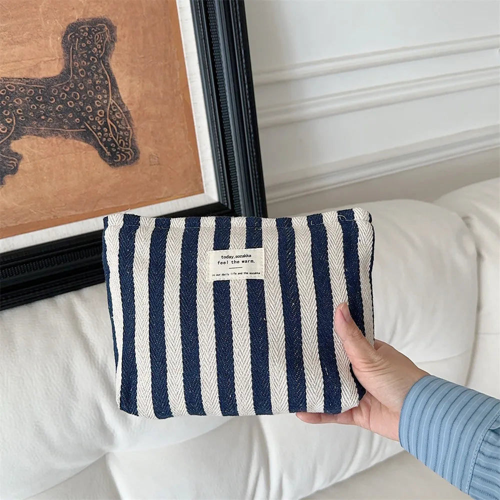 Stripe Cosmetic Bag Waterproof Women Cosmetic Bag Small Bag Storage Makeup Case,Travelling Pouch Organizer for Lady