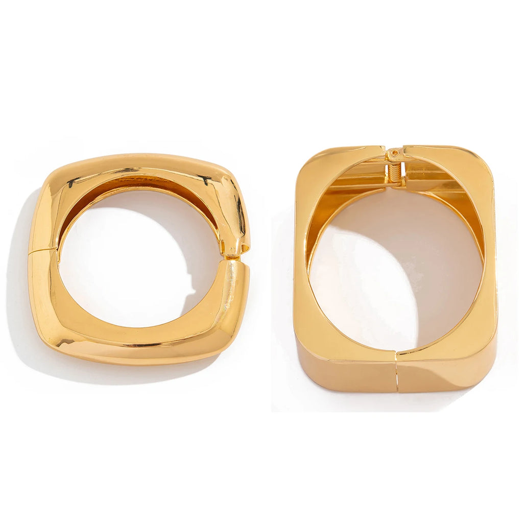 Ingemark Punk Big Chunky Metal Wide Cuff Bangles for Women Fashion Statement Vintage Geometric Spring Bracelets Grunge Jewelry