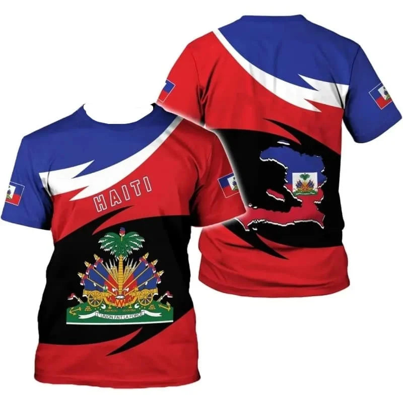 Haiti Flag 3D Print T-Shirt – Men's Casual Short Sleeve Streetwear Tee
