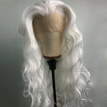White Deep Wave Wig 13x4 Lace Front Wig Long Synthetic Frontal Wigs for Women Glueless Daily Wear Cosplay Wigs Heat Resistant