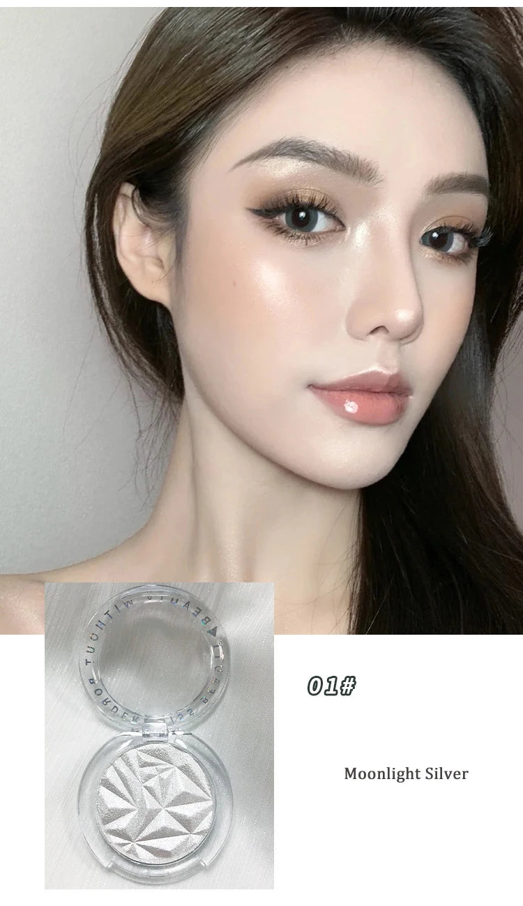 Brightening Face Highlighter Palette Waterproof Monochrome Pearlescent White Silver Highlight Makeup High Gloss Face Repairing