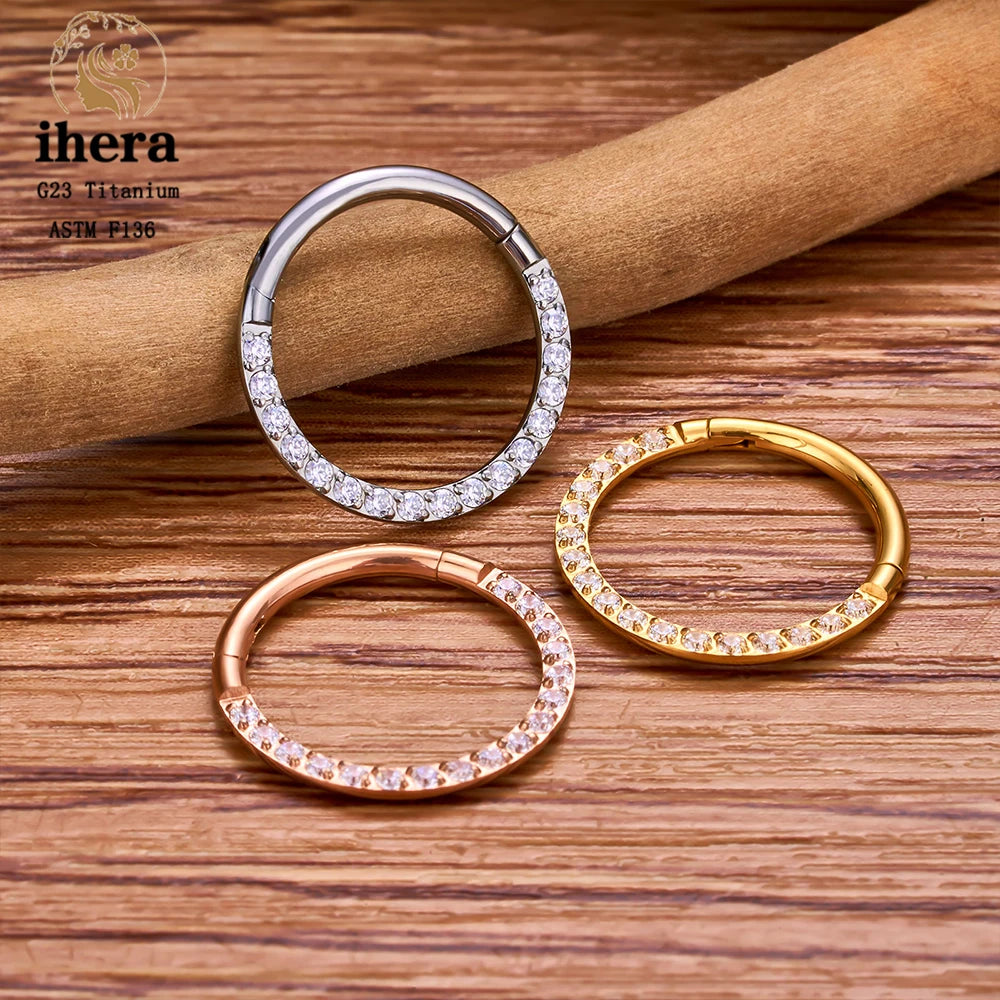 1/10PCS G23 Titanium Nose Rings Septum Clicker Ear Cartilage Tragus Helix Daith Earrings Hoops 16G 18G CZ Body Piercing Jewelry