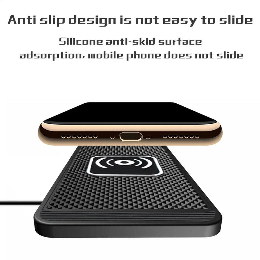 Wireless Car Charger Pad – Auto-Sensing Non-Slip Charging Mat for Vehicles
