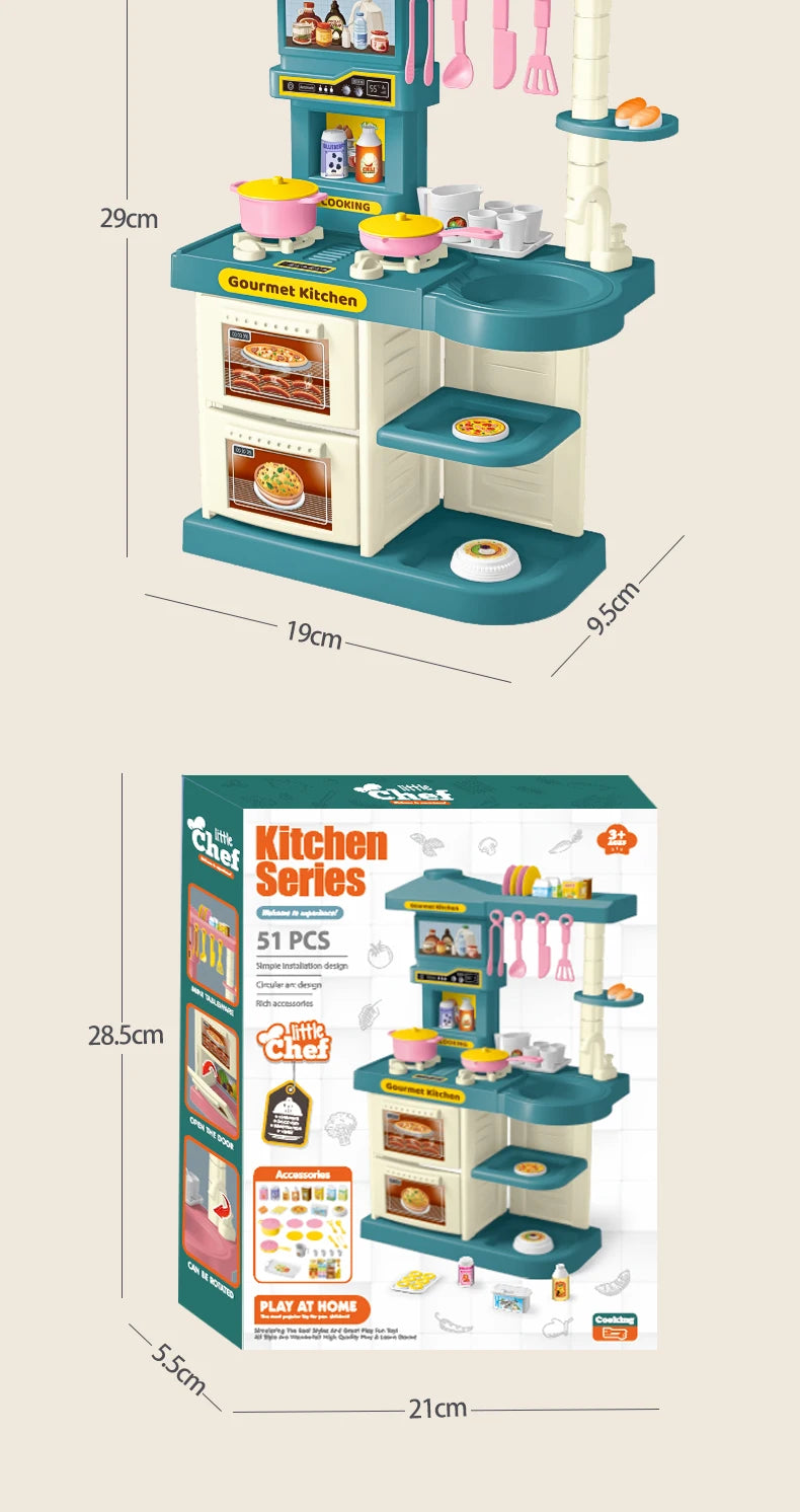 Kids Play Kitchen Accessories Playset – Toy Foods, Pans, Pots, Breads & Utensils for Ages 3+