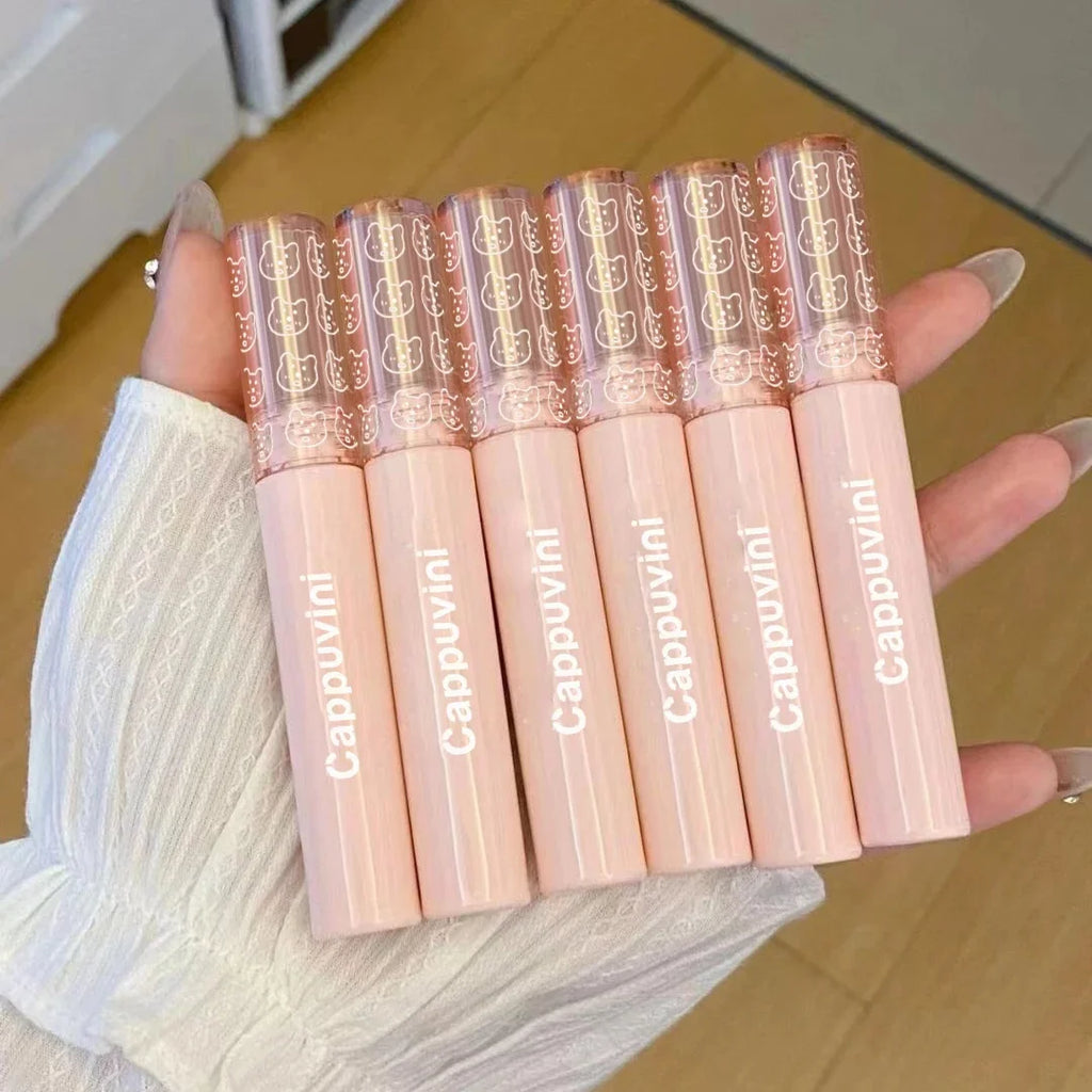 Cherry Pink Mirror Water Lip Gloss Lip Glaze Transparent Glass Lip Oil Waterproof Liquid Lipstick Nude Brown Clear Tint Makeup