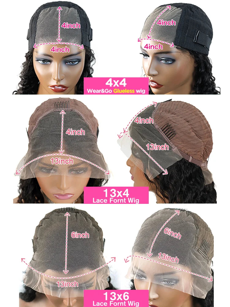 250% Wate Wave 13x6 HD Lace Frontal Wig Curly Human Hair Wigs Deep Wave Lace Front Wig Wear Go Glueless 4x4 HD Lace Closure Wig