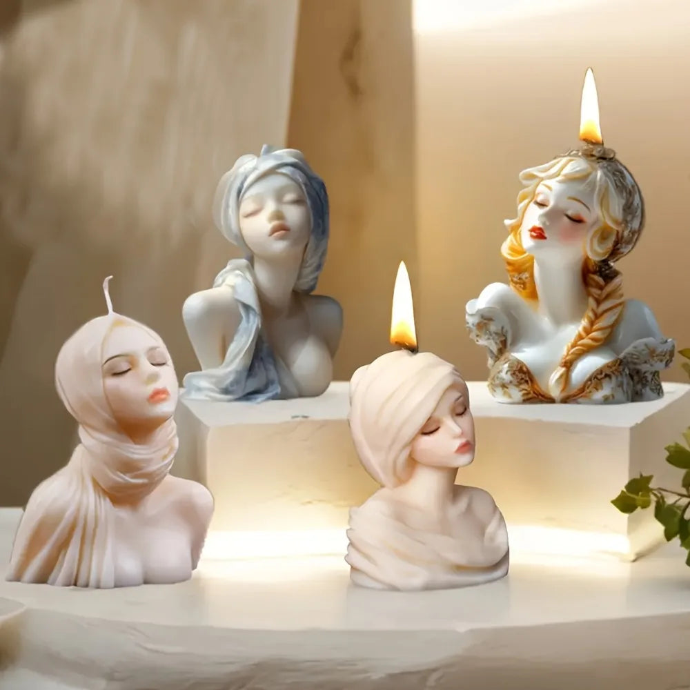 Beautiful Woman Silicone Candle Mold | Closed Eyes Relief Girl Resin & Plaster DIY Mold | Scented Candle Craft Ornament