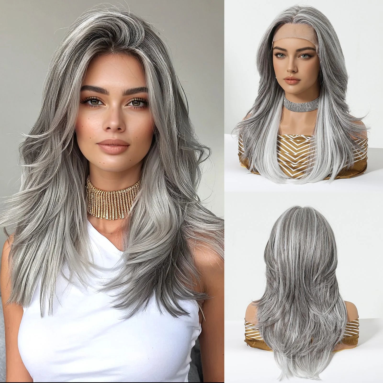 13x6 Lace Front Wig Blonde Golden Straight Hair Synthetic Wigs for Women Daily Party Cosplay Use Heat Resistant Fiber Hair