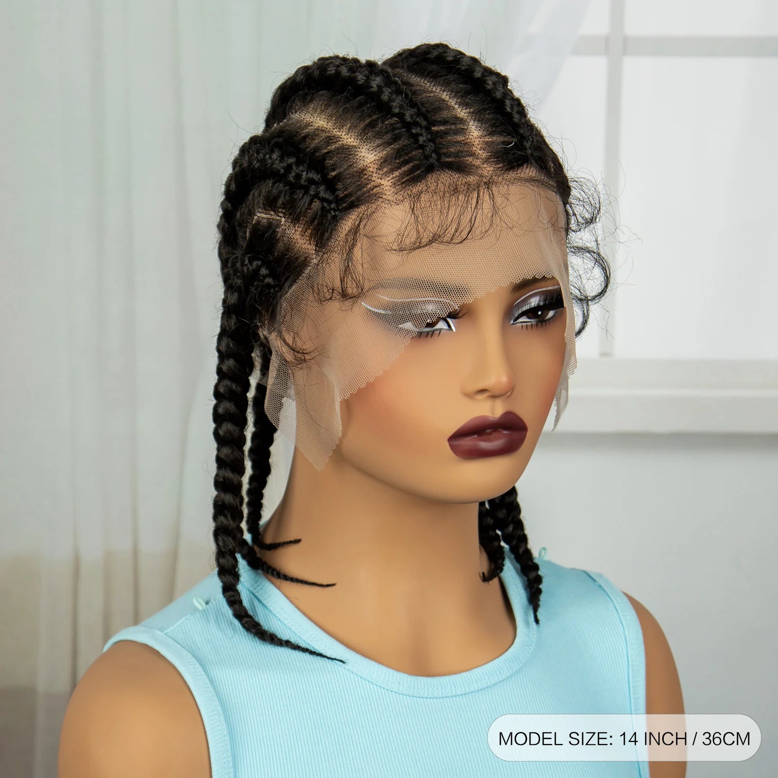 Synthetic Cornrow Braided Wigs Full Lace Short Cute Bob Wigs for Women Girls 14inch Lace Frontal Braided Lace Wig with Baby Hair