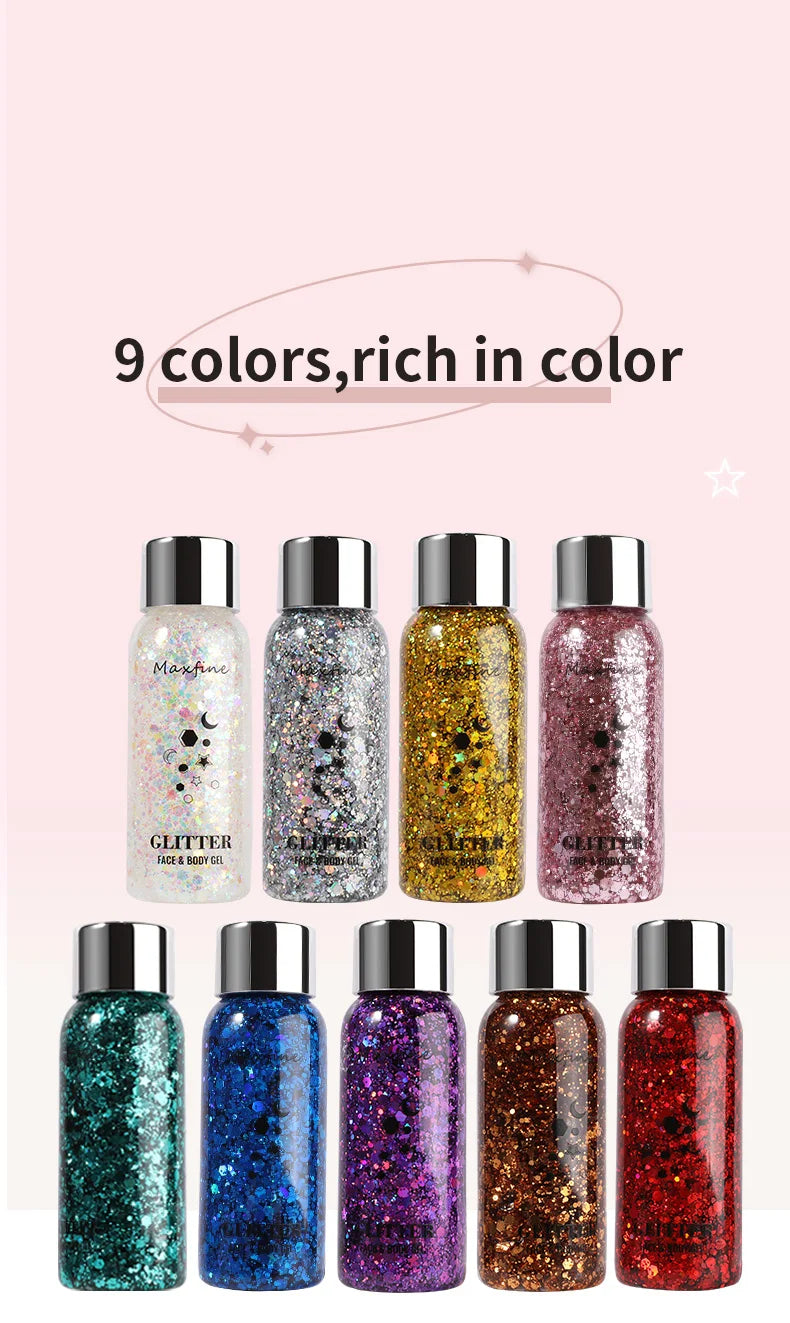 Body Glitter Gel Sequins Long Acting Face Eyes Hair Prom Party Mermaid Scales Not Easy To Take Off Makeup