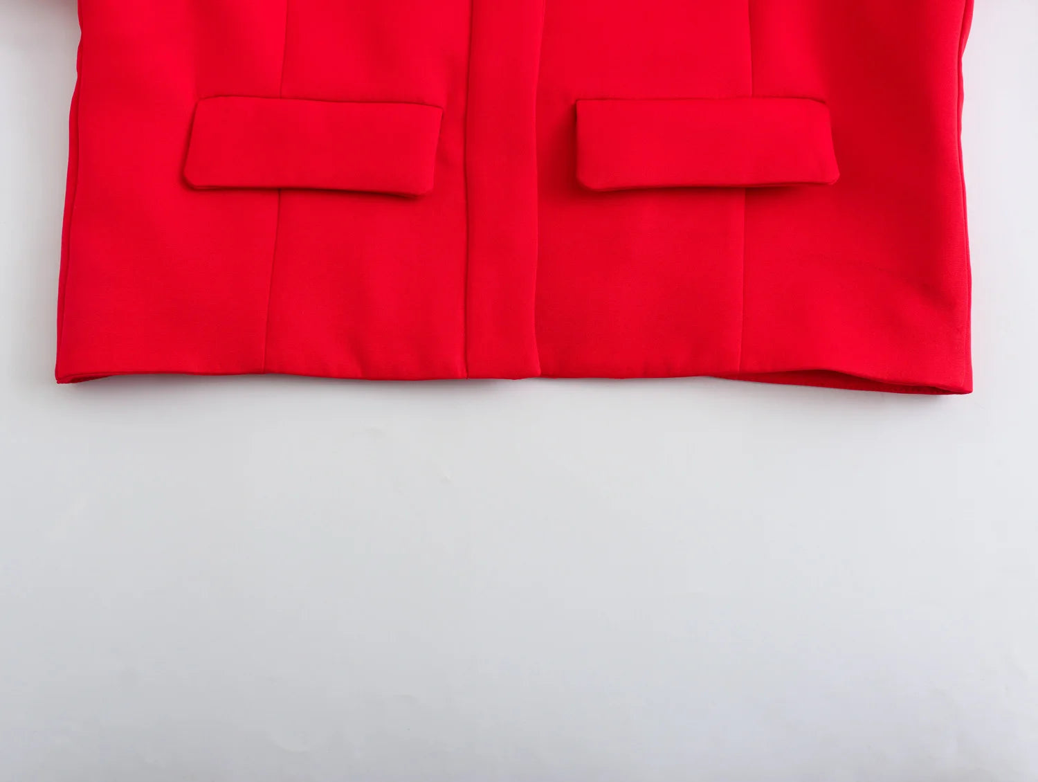 Women's Solid Office Jacket – Long Sleeve Button Coat with Pockets