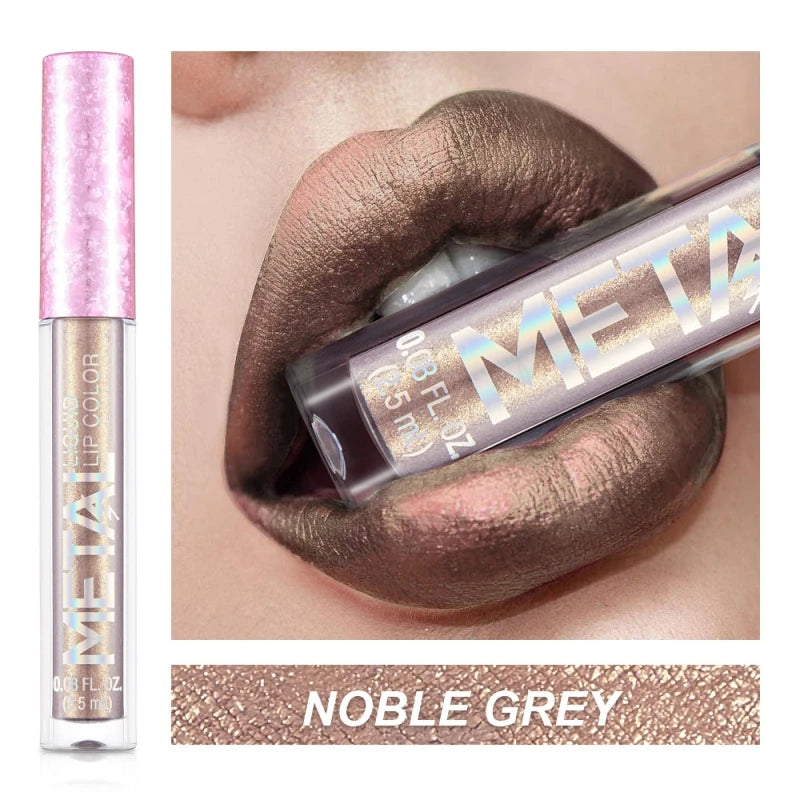 Metallic Matte Liquid Lipstick Waterproof Long Lasting Non-Stick Cup Matte Shimmer Glitter Lip Gloss Women Lips Makeup 12 Colors