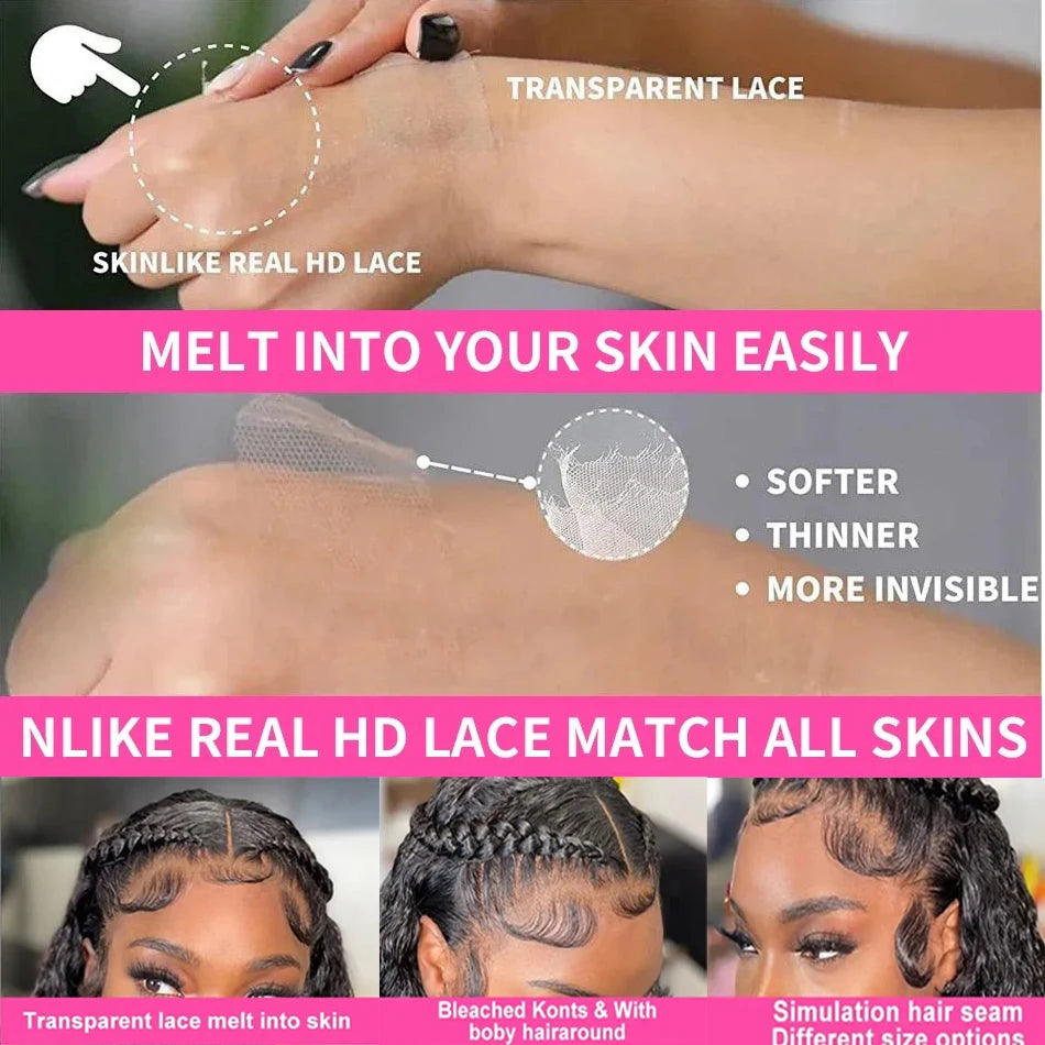 Glueless Kinky Straight Short Human Hair Wig 4x4 13x4 Frontal HD Transparent Lace Peruvain Remy Soft Yaki Wig Ready To Wear