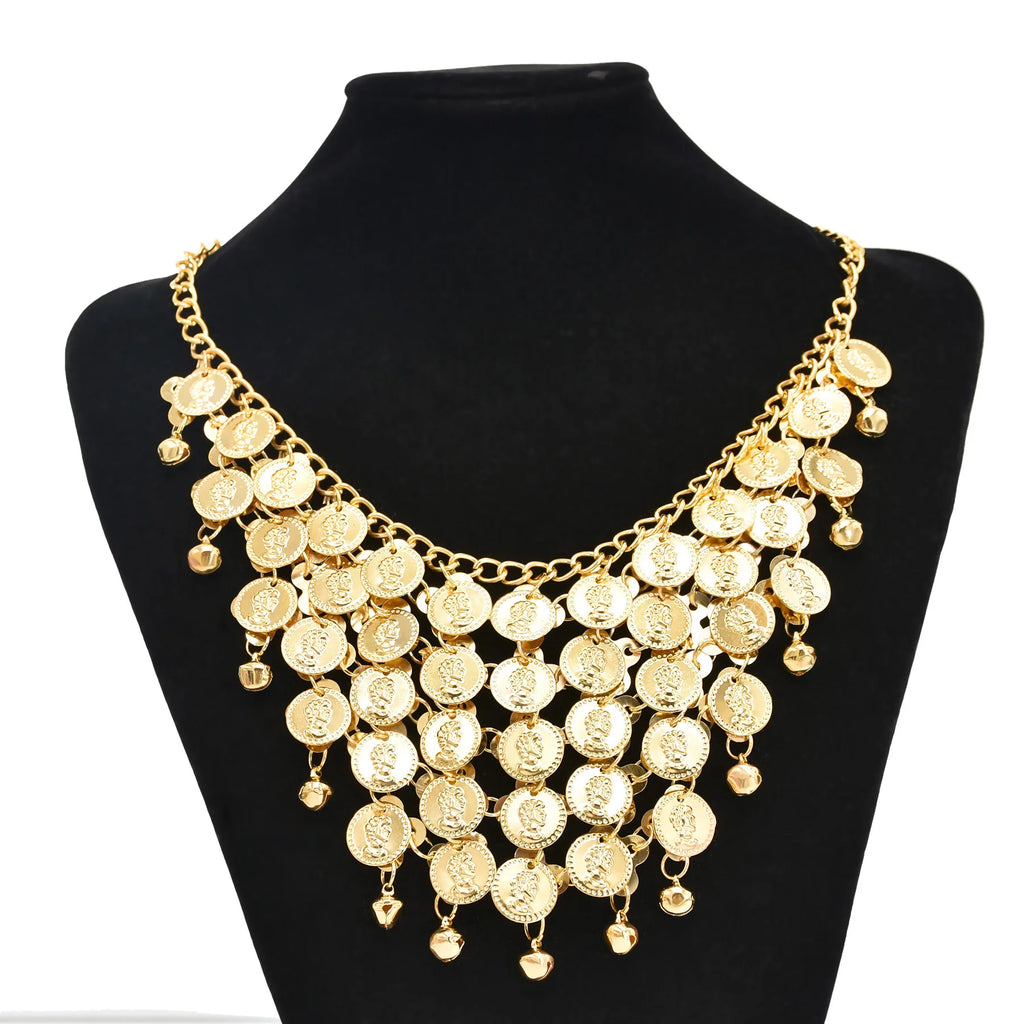 Indian Dance Jewelry Set – Necklace, Headwear, Earrings & Bracelet for Women's Party