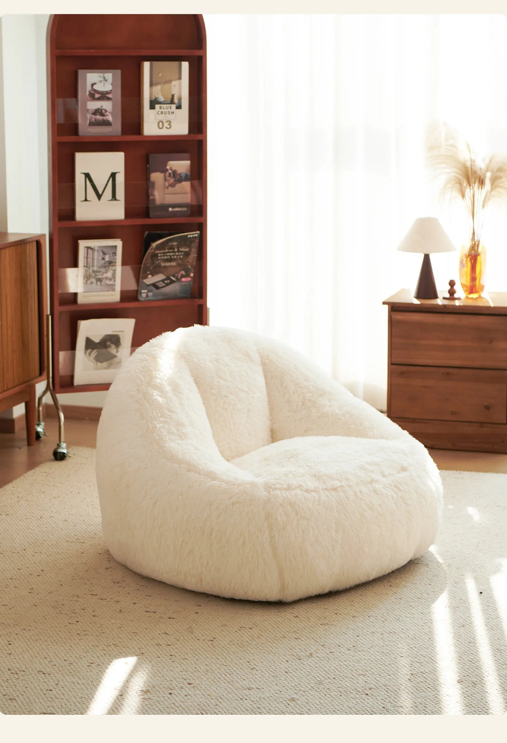 Cute White Nordic Children's Sofa – Recliner Lazy Puff for Kids' Living Room