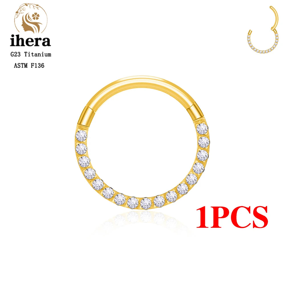 1/10PCS G23 Titanium Nose Rings Septum Clicker Ear Cartilage Tragus Helix Daith Earrings Hoops 16G 18G CZ Body Piercing Jewelry