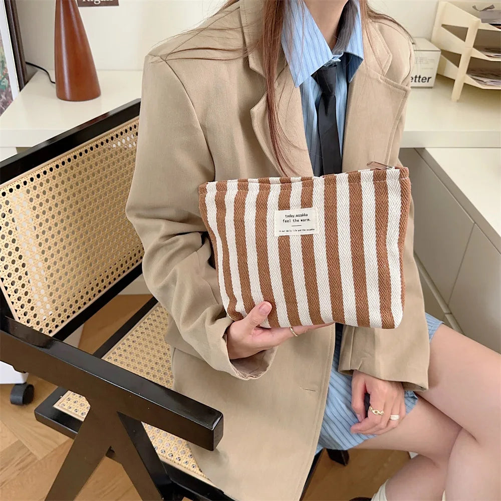 Stripe Cosmetic Bag Waterproof Women Cosmetic Bag Small Bag Storage Makeup Case,Travelling Pouch Organizer for Lady