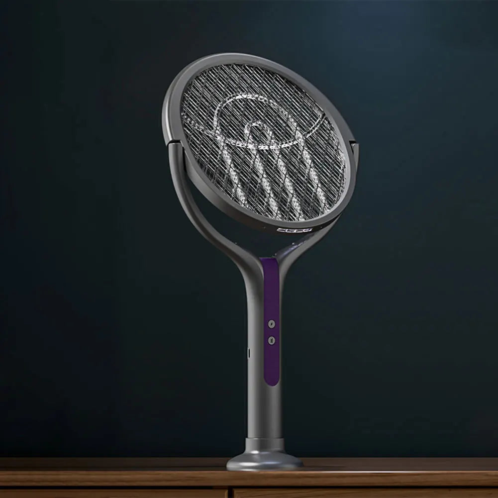 Rotating Head Electric Fly Swatter Rechargeable Fly Zapper 2 in 1 Fly Killer and Mosquito Trap Lamp for Indoor Outdoor