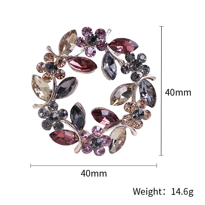 High-end exquisite leaf ring rhinestone brooch corsage collar pin pin jewelry clothing accessories