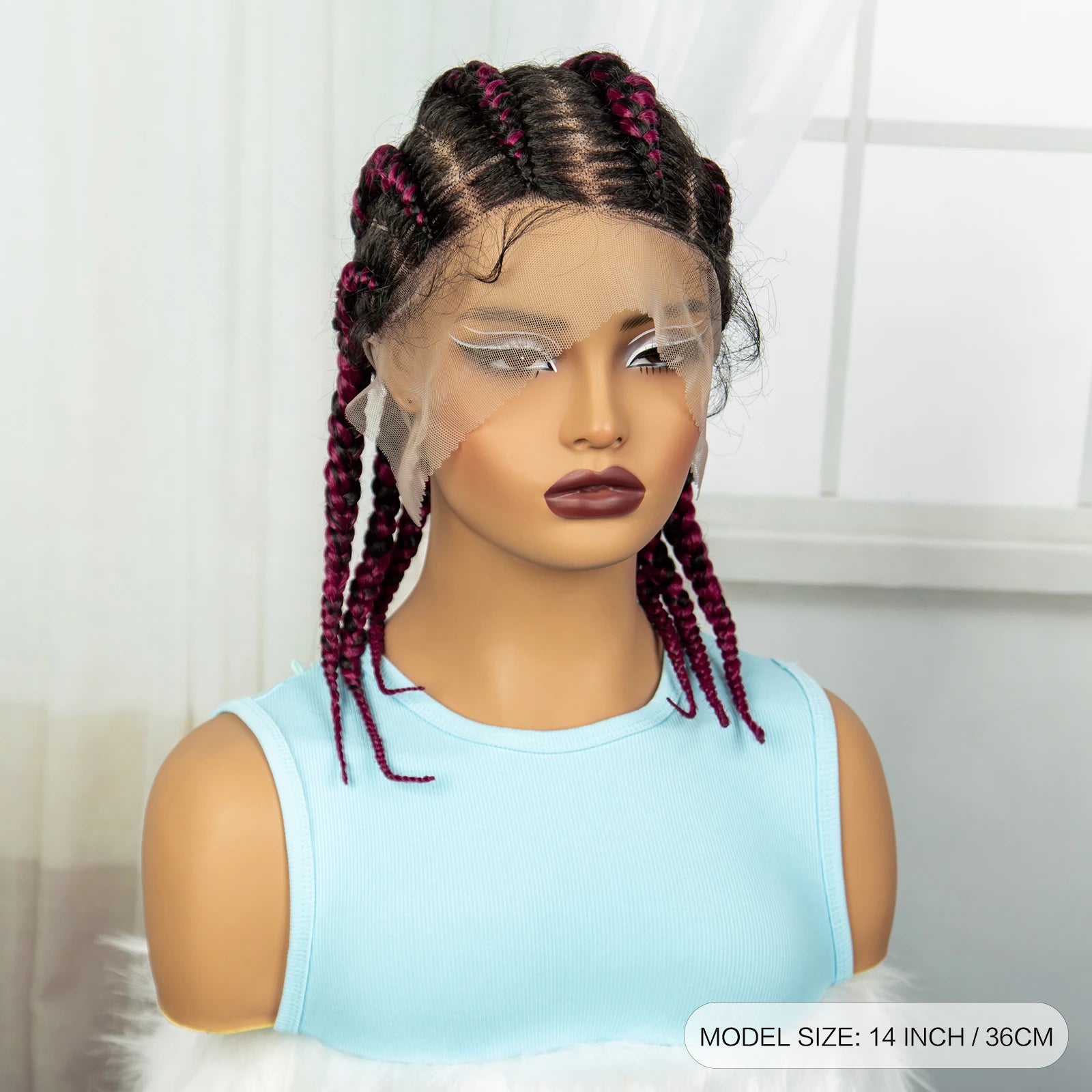 Synthetic Cornrow Braided Wigs Full Lace Short Cute Bob Wigs for Women Girls 14inch Lace Frontal Braided Lace Wig with Baby Hair