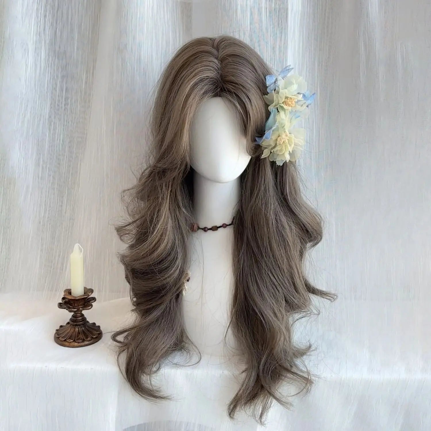 Ashely Black Brown Wig for Woman 24inch Daily Use Lolita Water Wavy Big Waves Long Curly Hair Long Straight Hair Synthetic Wigs