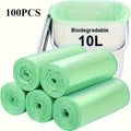 100 household garbage bags per roll, 15.14-18.93 liters, unscented, 20% thicker, ultra-durable, leak-proof (green, 10 liters) /