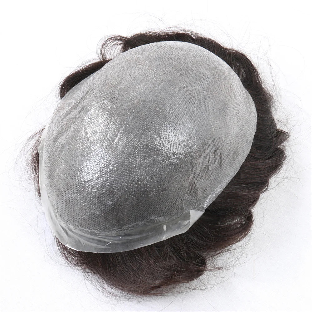 Wig Man Men's Capillary Prosthesis 100% Human Hair Wigs Men Toupee 0.03mm 90% 100% Density V Loop Human Hair Toupee For Men