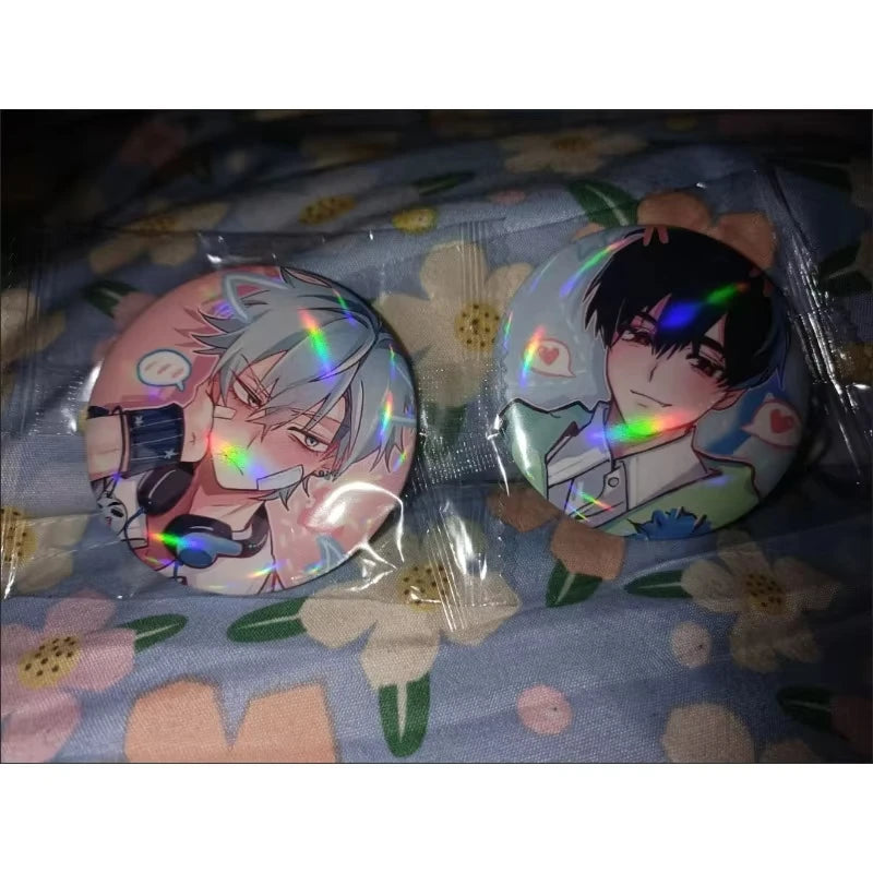 2Pcs/Lot Anime Button 58mm Pins Shy Couple Alien Stage Ivan Till Cartoon Badge for Backpack Jewelry Accessories Handmade Gifts