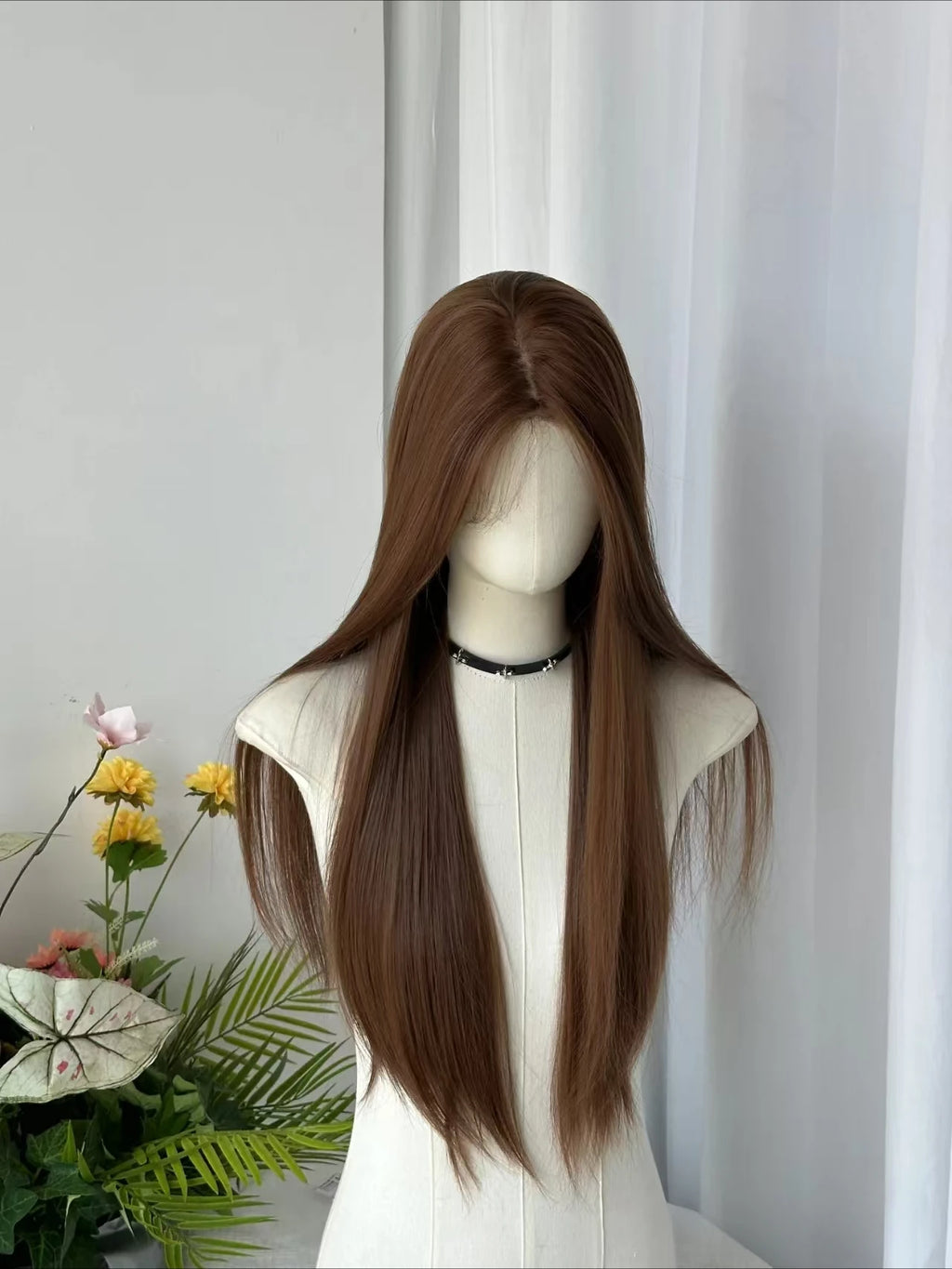 Brown Wig Long Shtriaght Hair Wig 24inch Light Brown Synthetic Wigs for Women Daily Use Heat Resistant Fibers Headband Wig 가발