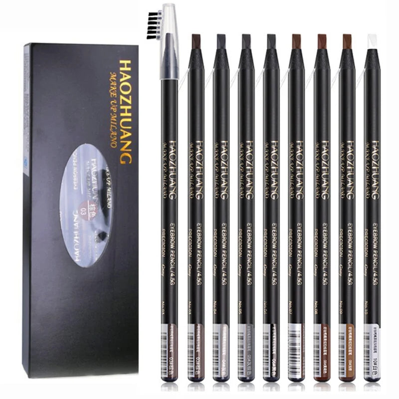 Waterproof Eyebrow Pencil with Soft Brush – Long-Lasting Permanent Makeup Tattoo Tool
