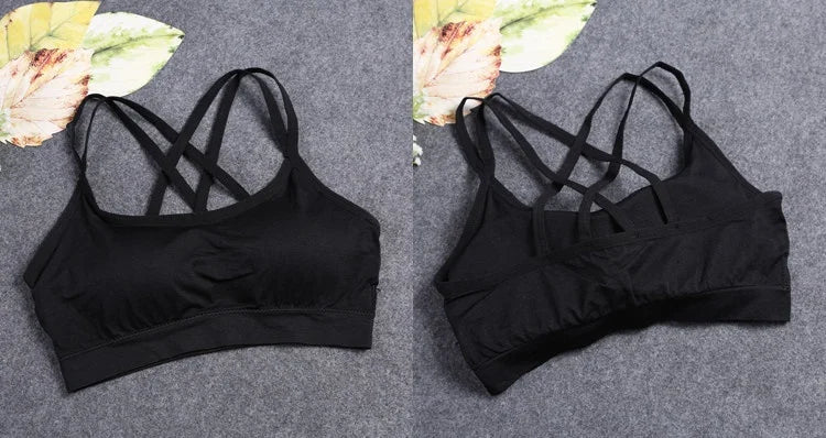 Women's Wireless Sports Yoga Crop Top – Seamless Activewear with Wide Letter Straps