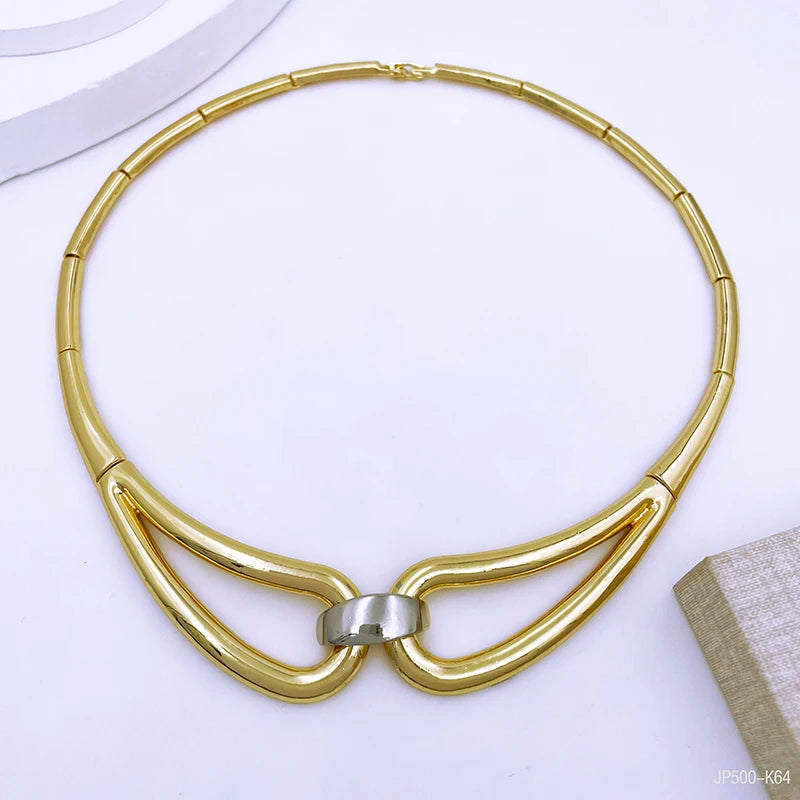 Arabic Women's Jewelry Set – 18k Gold Plated Black & Gold Necklace Party Accessories