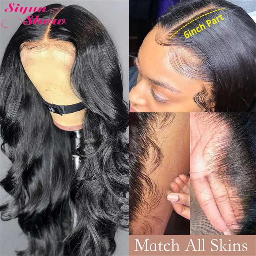 Siyun Show Body Wave Lace Front Wig 360 Full Lace Frontal Wig 250 Density HD Transparent 13x6 Lace Frontal Human Hair Wigs