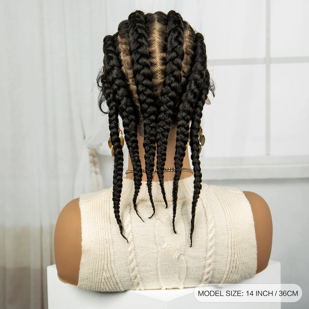 Synthetic Cornrow Braided Wigs Full Lace Short Cute Bob Wigs for Women Girls 14inch Lace Frontal Braided Lace Wig with Baby Hair