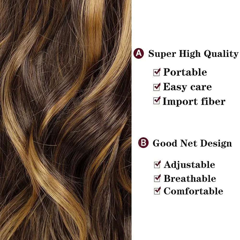 13X6 Body Wave Synthetic Lace Front Wigs For Black Women Honey Blonde Highlight Body Wavy Lace Wigs Heat Resistant Cosplay Wig