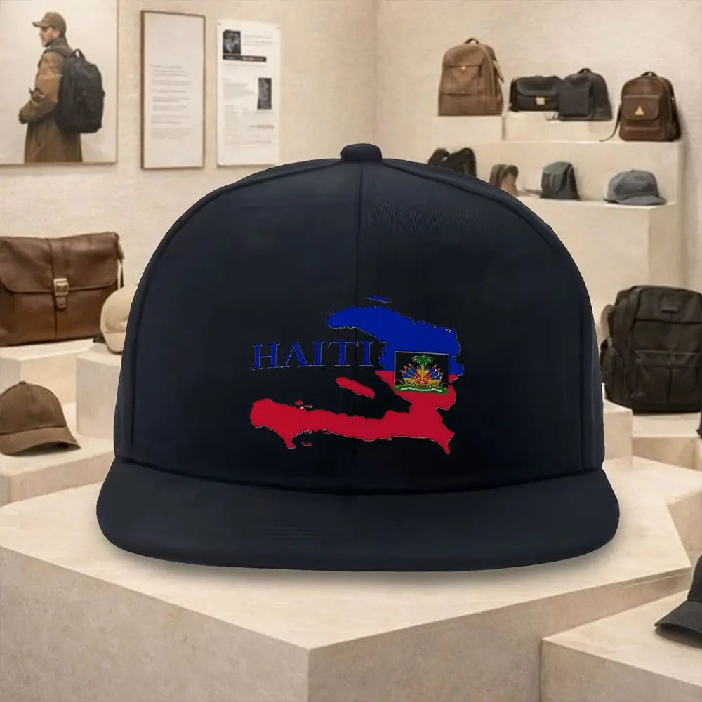 Haiti Map Flag Baseball Cap – Unisex Cotton Snapback Hip-Hop Hat