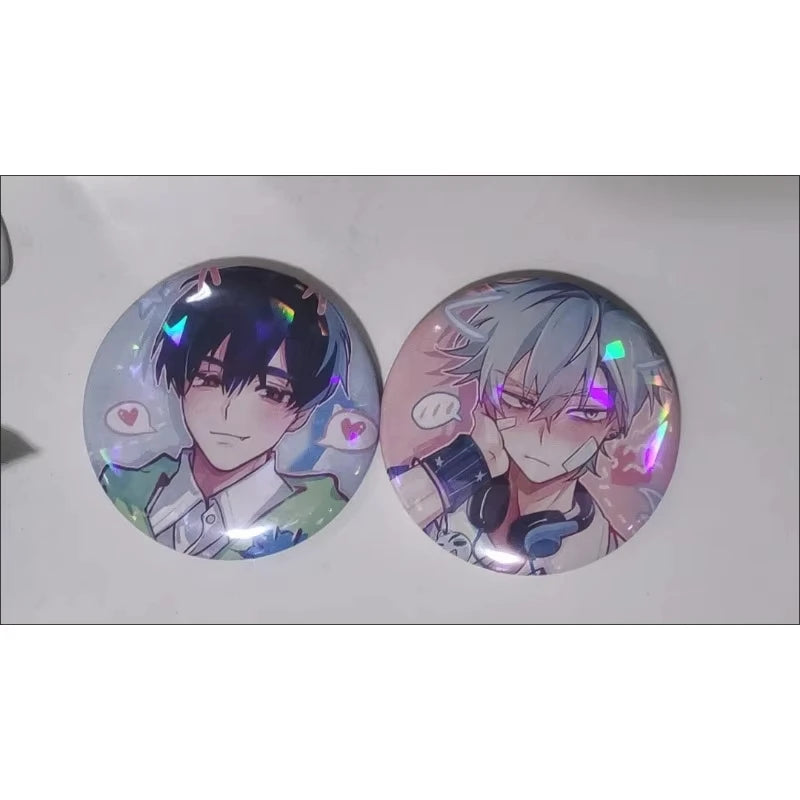 2Pcs/Lot Anime Button 58mm Pins Shy Couple Alien Stage Ivan Till Cartoon Badge for Backpack Jewelry Accessories Handmade Gifts
