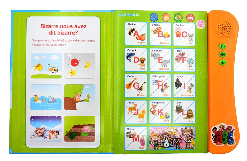 Kids Talking Book French English Interactive Early Education Toy Preschool Language Learning Aid Best Gift for Children