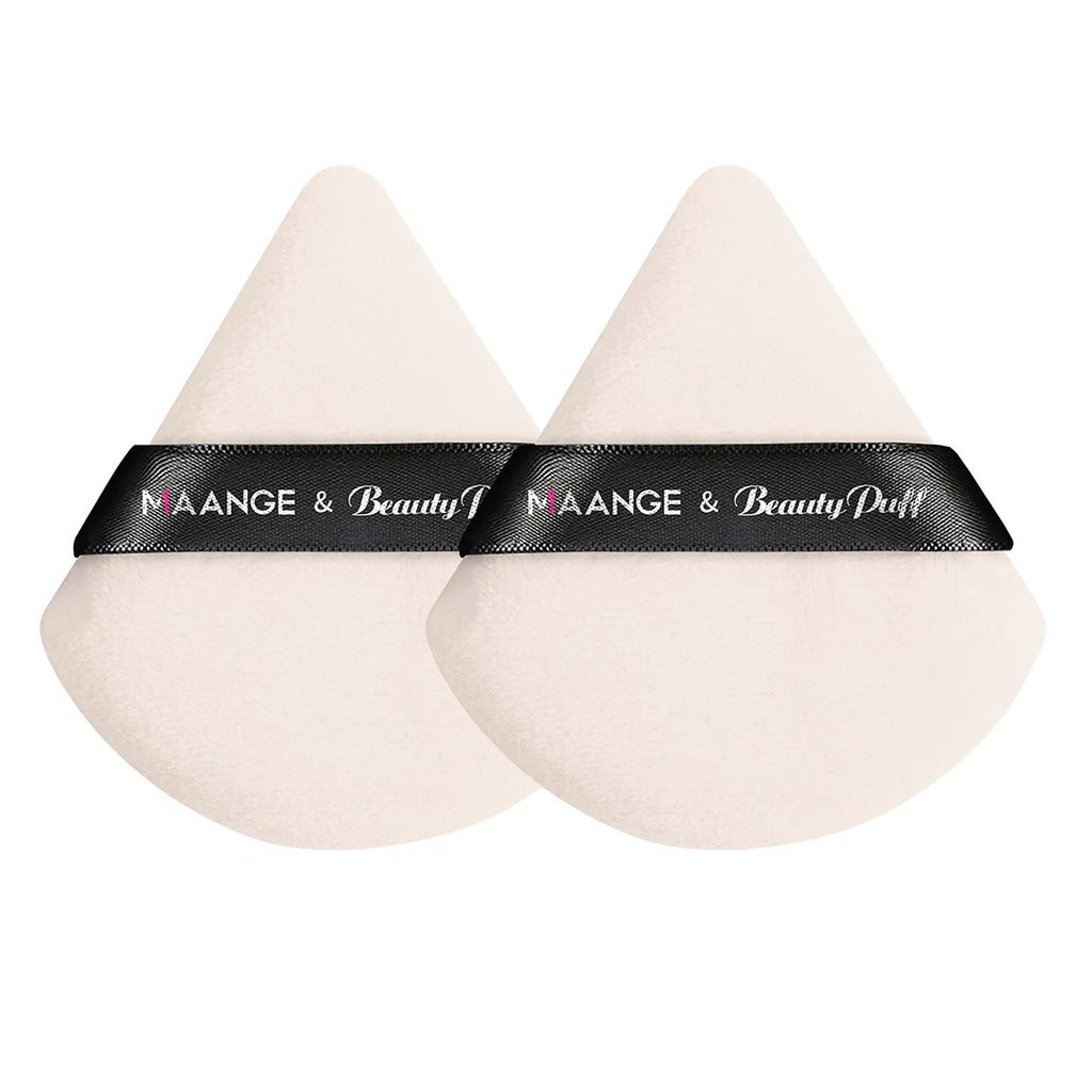 Maange 3-Piece Makeup Brush Set – Concealer, Eye Shadow & Blending Brushes with 2 Triangle Powder Puffs