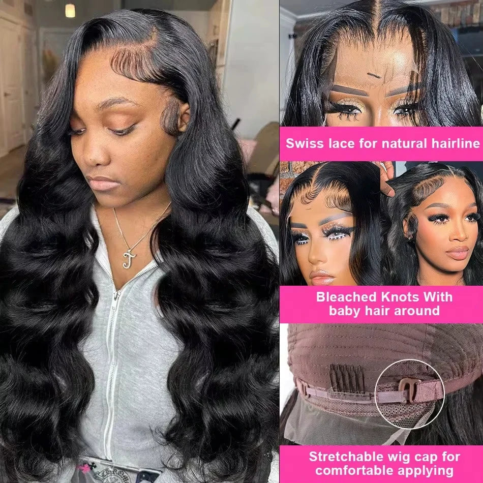 250 Density Natural Color Body Wave Human Hair Wigs 13X6 Hd Lace Frontal Wig 40 Inch Hd Lace Front Wigs Brazilian Hair For Women